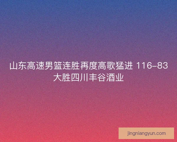 山东高速男篮连胜再度高歌猛进 116-83大胜四川丰谷酒业